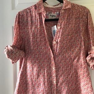 Holding horses pink floral button down shirt